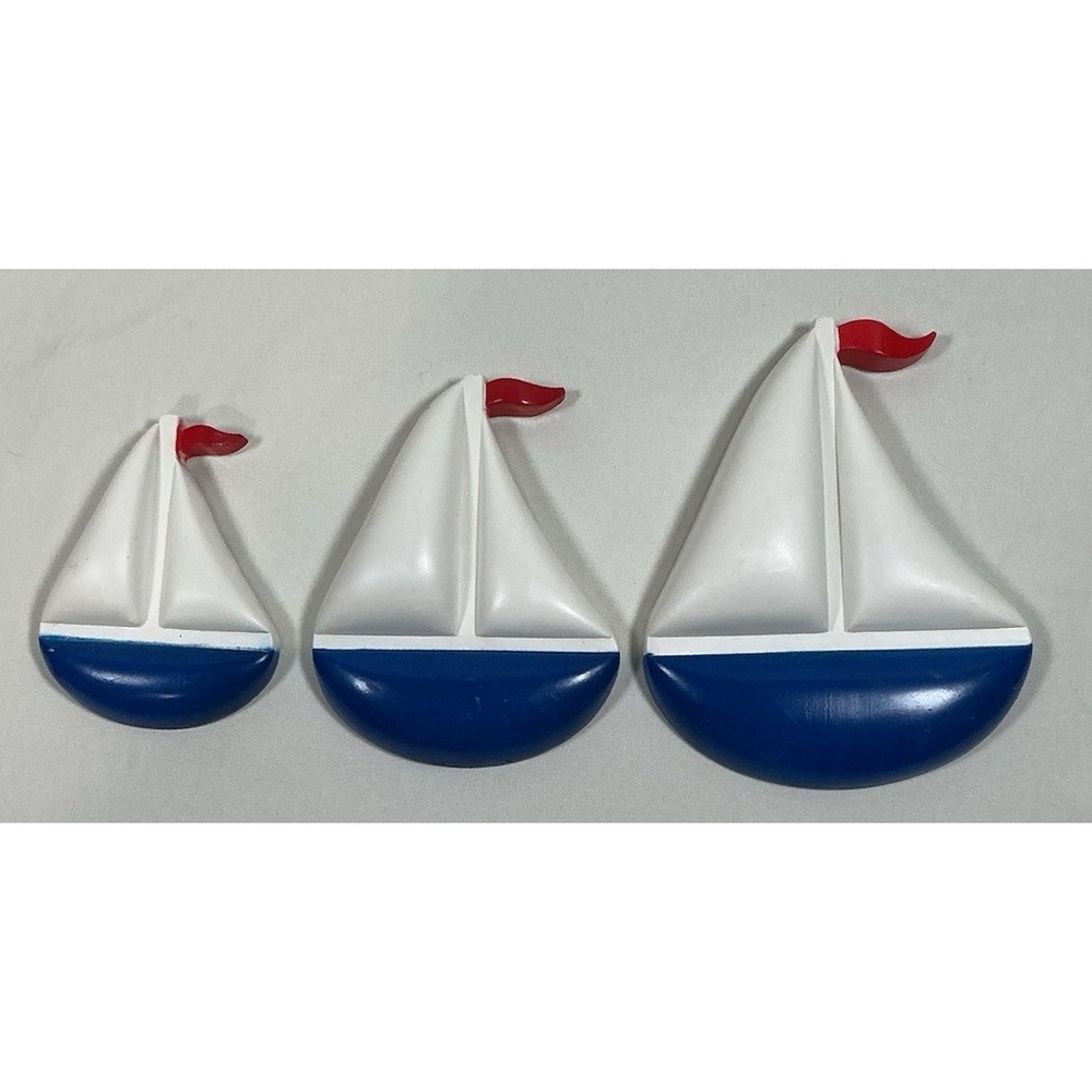Set of 3 VTG 1991 Home Interiors Homco Plastic Sailboat Wall Hanging Plaques